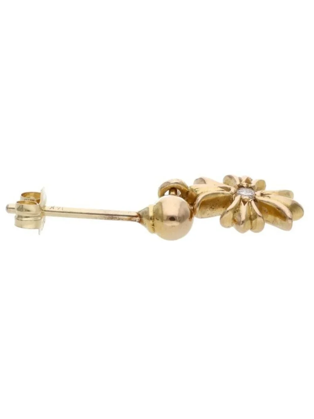 Chrome Hearts 22k Tny CH Pls Dia Tiny Ech Plus Drop Gold Earrings